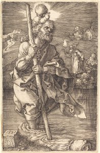 Święty Krzysztof zwrócony w prawo autorstwa Albrecht Dürer