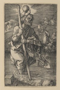 Święty Krzysztof zwrócony w prawo autorstwa Albrecht Dürer