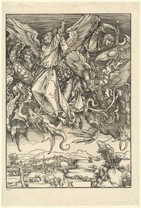 Święty Michał walczący ze smokiem autorstwa Albrecht Dürer