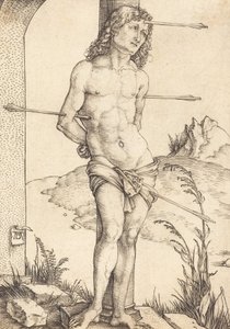Św. Sebastian przywiązany do kolumny, prawdopodobnie 14981499. autorstwa Albrecht Dürer