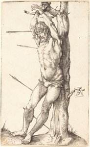 Święty Sebastian przywiązany do drzewa autorstwa Albrecht Dürer