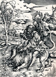 Samson rozdzierający lwa, 1497 1906 autorstwa Albrecht Dürer