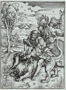 Samson zabija lwa autorstwa Albrecht Dürer