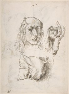 Autoportret, Studium dłoni i poduszki autorstwa Albrecht Dürer