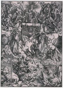 Siedmiu aniołów z trąbami, postać VI, karta 8 z cyklu „Apokalipsa” autorstwa Albrecht Dürer