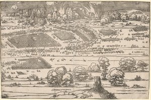 Oblężenie fortecy: lewa część. autorstwa Albrecht Dürer