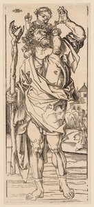 Św. Krzysztof przekraczający strumień autorstwa Albrecht Dürer
