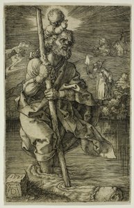 Św. Krzysztof twarzą w prawo autorstwa Albrecht Dürer