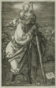 Św. Krzysztof zwrócony w lewo autorstwa Albrecht Dürer