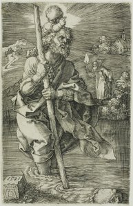 Św. Krzysztof zwrócony w prawo autorstwa Albrecht Dürer