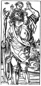 Św. Krzysztof niosący Dzieciątko Chrystus, 1525, 1936 autorstwa Albrecht Dürer