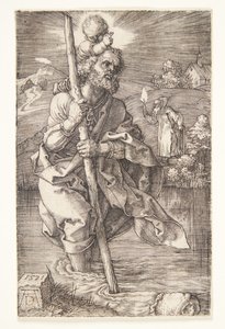 Św. Krzysztof zwrócony w prawo autorstwa Albrecht Dürer