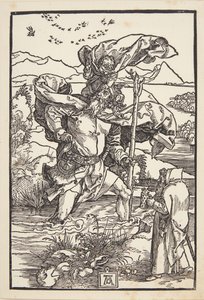 Św. Krzysztof na pustkowiu z lotem ptaków autorstwa Albrecht Dürer