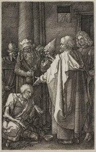 Św. Piotr i św. Jan Uzdrawiający kalekę, z „Pasji wyrytej” autorstwa Albrecht Dürer