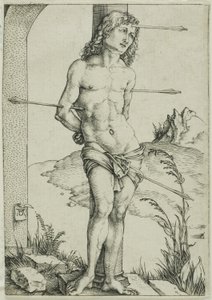 Św. Sebastian przywiązany do kolumny autorstwa Albrecht Dürer