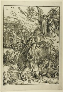 Anioł z kluczem do bezdennej jamy, z filmu Apocalypse autorstwa Albrecht Dürer