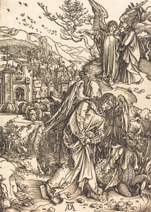 Anioł z kluczem do otchłani bez dna, prawdopodobnie ok. 14961498. autorstwa Albrecht Dürer
