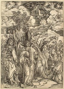 Apokalipsa: Czterej aniołowie powstrzymujący wiatry autorstwa Albrecht Dürer