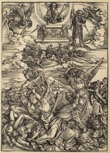 Apokalipsa: Czterej mszczący się aniołowie autorstwa Albrecht Dürer