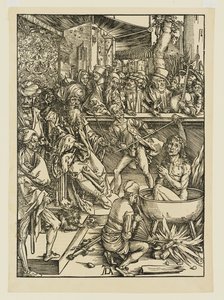 Próba męczeństwa świętego Jana w kotle z wrzącym olejem za Domicjana autorstwa Albrecht Dürer