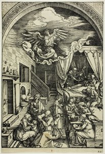 Narodziny Dziewicy, z Życia Dziewicy autorstwa Albrecht Dürer