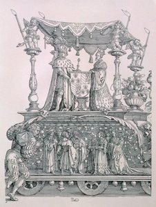 Zaślubiny Burgundzkie albo procesja triumfalna cesarza Niemiec Maksymiliana I (1459-1519) przedstawiająca rydwan weselny Maksymiliana i Marii Burgundzkiej (1458-82), wyd. 1526 (detal autorstwa Albrecht Dürer