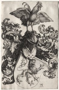 Herb z lwem i kogutem autorstwa Albrecht Dürer