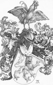 Herb z lwem i kogutem, c1502-1503, 1906 autorstwa Albrecht Dürer