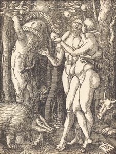 Upadek człowieka, prawdopodobnie ok. 15091510. autorstwa Albrecht Dürer