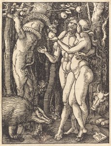 Upadek człowieka, prawdopodobnie ok. 15091510. autorstwa Albrecht Dürer