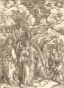 Cztery anioły trzymające wiatry, 1498. autorstwa Albrecht Dürer