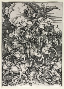 Czterech jeźdźców, z Apokalipsy, ok. 1930. 1498. autorstwa Albrecht Dürer