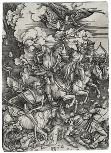 Czterej Jeźdźcy Apokalipsy, ok. 1498 autorstwa Albrecht Dürer