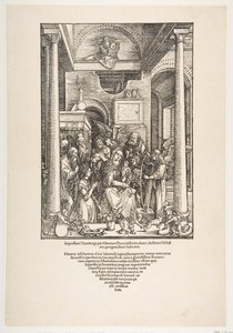 Gloryfikacja Dziewicy, z Żywotu Dziewicy, wydanie łacińskie, 1511, 1511. autorstwa Albrecht Dürer