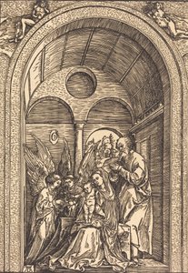 Święta Rodzina z Dwoma Aniołami w Sali Sklepionej, ok. godz. 1504. autorstwa Albrecht Dürer