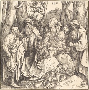 Święta Rodzina z dwoma muzykującymi aniołami autorstwa Albrecht Dürer