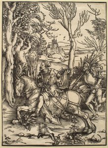 Rycerz na koniu i landsknecht autorstwa Albrecht Dürer
