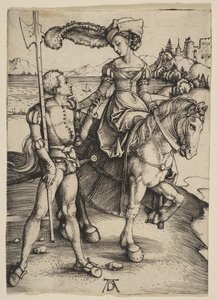 Dama na koniu i Lansquenet, ca. 1497. autorstwa Albrecht Dürer