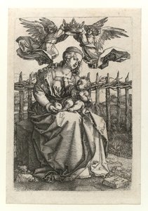 Madonna z Dzieciątkiem ukoronowana przez dwa anioły, 1518 autorstwa Albrecht Dürer