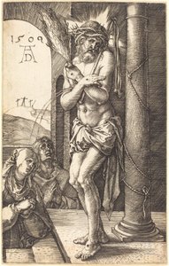 Mąż boleści stojący przy kolumnie autorstwa Albrecht Dürer