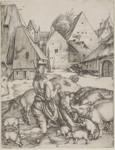 Syn marnotrawny pośród świń autorstwa Albrecht Dürer