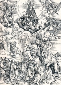 Bestia siedmiogłowa i Bestia z rogami baranka, 1498 1906. autorstwa Albrecht Dürer