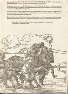 Rydwan triumfalny Maksymiliana I (Wielki Wagon Triumfalny) [tablica 5 z 8] autorstwa Albrecht Dürer