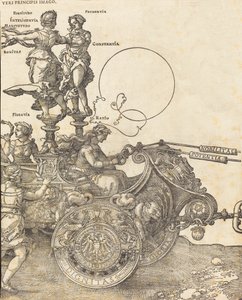 Rydwan triumfalny Maksymiliana I Wielki wóz triumfalny [tablica 2 z 8], wyd. łac. 1523.. autorstwa Albrecht Dürer