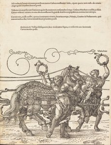 Rydwan triumfalny Maksymiliana I Wielki Wagon Triumfalny [tablica 6 z 8], wyd. łac. 1523.. autorstwa Albrecht Dürer