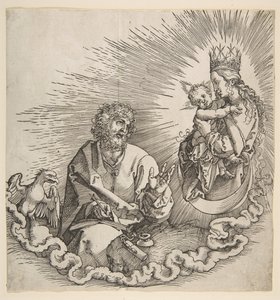 Dziewica ukazująca się św. Janowi, Frontyspis do Apokalipsy, 1511. autorstwa Albrecht Dürer