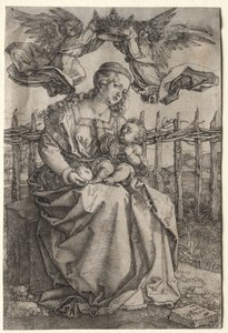Dziewica ukoronowana przez dwa anioły autorstwa Albrecht Dürer