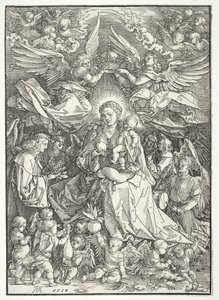 Dziewica otoczona wieloma aniołami autorstwa Albrecht Dürer