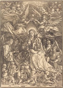 Matka Boska otoczona licznymi aniołami autorstwa Albrecht Dürer