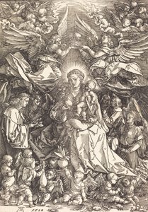 Dziewica otoczona wieloma aniołami, 1518. autorstwa Albrecht Dürer